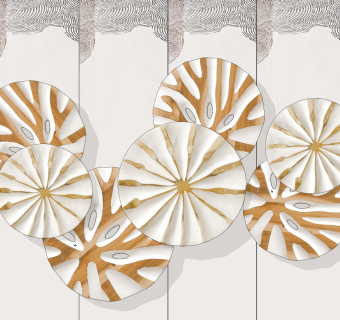 现代荷叶圆形墙饰，挂件su草图模型下载