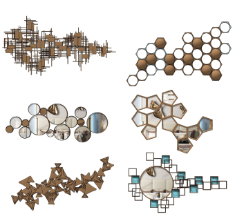 现代轻奢金属墙饰，挂件su草图模型下载