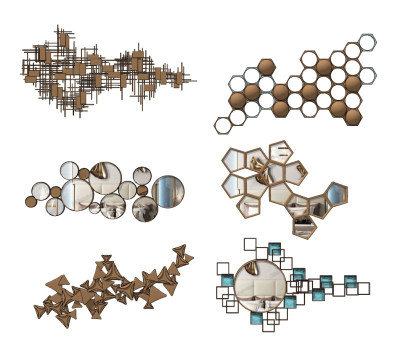 现代轻奢金属墙饰，挂件su草图模型下载