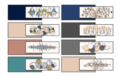 现代彩色金属立体墙饰，挂件su草图模型下载