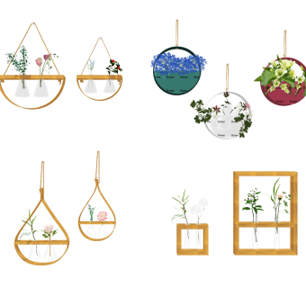 北欧壁挂植物挂件墙饰su草图模型下载