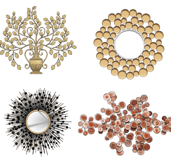 欧式金属墙饰，挂件su草图模型下载