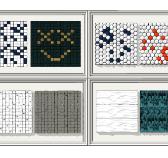 现代马赛克墙饰挂件su草图模型下载
