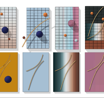 现代立体墙饰，挂件su草图模型下载