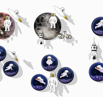现代宇航员儿童房挂件，墙饰su草图模型下载