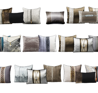 新中式轻奢抱枕,靠包su草图模型下载