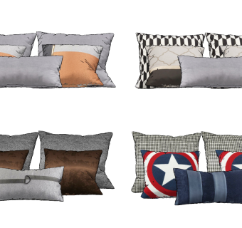 现代抱枕,靠包，靠垫su草图模型下载