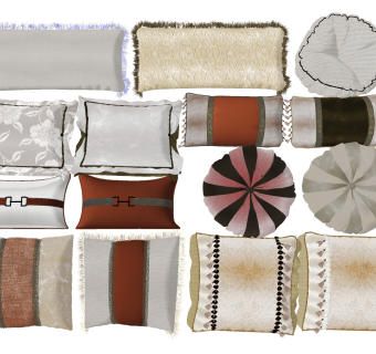 现代抱枕，靠包su草图模型下载