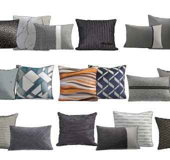 现代布艺抱枕，靠包，靠垫su草图模型下载