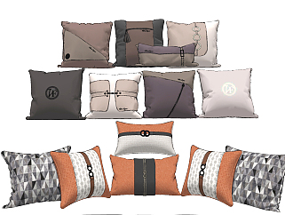 现代轻奢抱枕，靠包，靠垫su草图模型下载