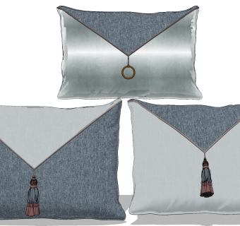 新中式酒店沙发抱枕，靠包su草图模型下载