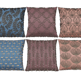 现代布艺绣花抱枕,su草图模型下载