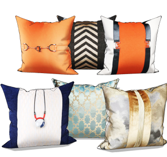 现代绒布抱枕su草图模型下载