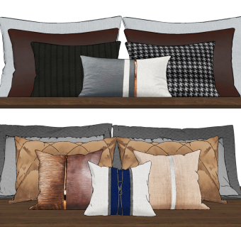 现代布艺抱枕，靠包，靠垫su草图模型下载