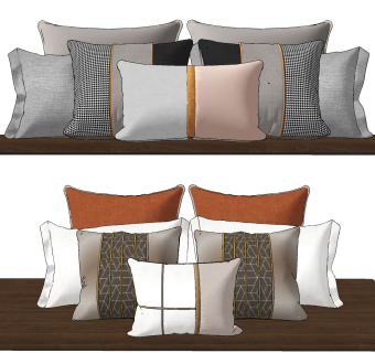 现代布艺抱枕，靠包，靠垫su草图模型下载