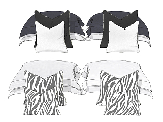 现代布艺枕头，靠包，靠垫su草图模型下载