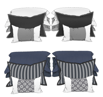 现代布艺枕头，靠包，靠垫su草图模型下载