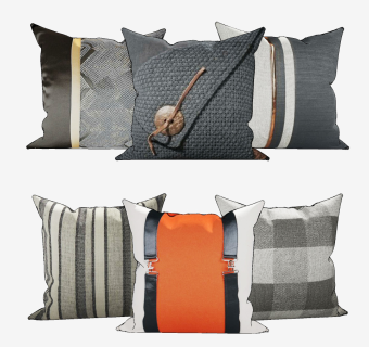 现代布艺抱枕，靠包su草图模型下载