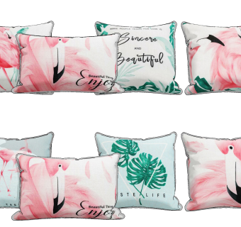 北欧火烈鸟布艺抱枕,靠包，靠垫su草图模型下载