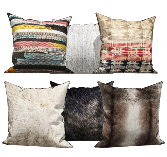 现代布艺抱枕，靠包，靠垫su草图模型下载