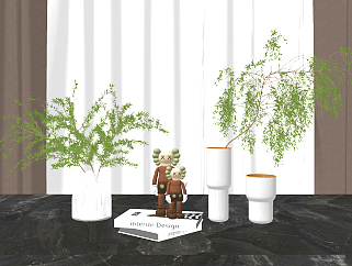 现代花瓶<em>水生</em>植物，花艺摆件su草图模型下载