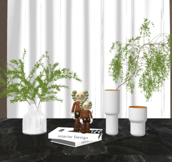 现代花瓶水生植物，花艺摆件su草图模型下载