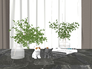现代水生绿植，花瓶，<em>插花</em>，su草图模型下载
