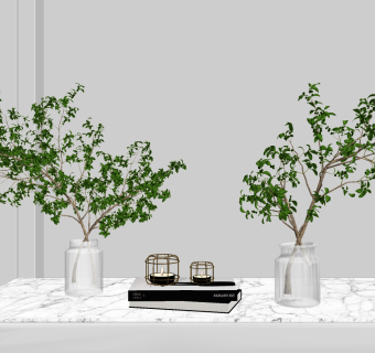 现代水生植物玻璃花瓶su草图模型下载