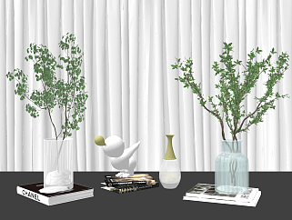 现代水生绿植玻璃花瓶su草图模型下载