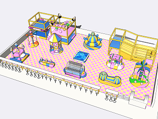 现代儿童游乐设施，淘气堡su草图模型下载