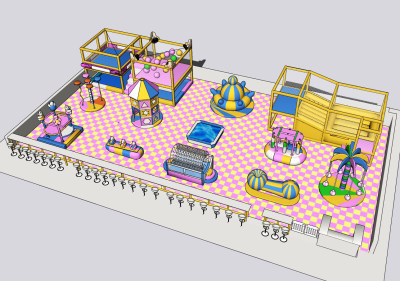 现代儿童游乐设施，淘气堡su草图模型下载