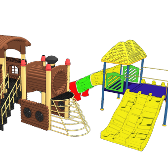 现代儿童游乐设施，滑梯su草图模型下载