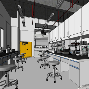 现代学校化学实验室su草图模型下载