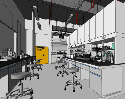 现代学校化学实验室su草图模型下载