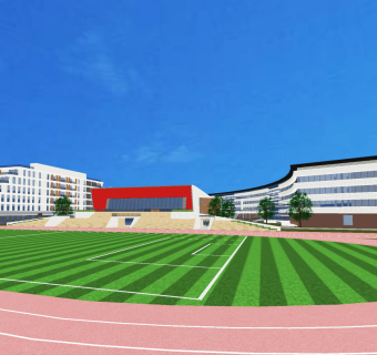 现代学校教学楼外观su草图模型下载