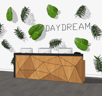 现代接待台su草图模型下载