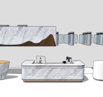 现代办公大理石接待台 su草图模型下载