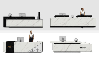 现代大理石办公接待台su草图模型下载