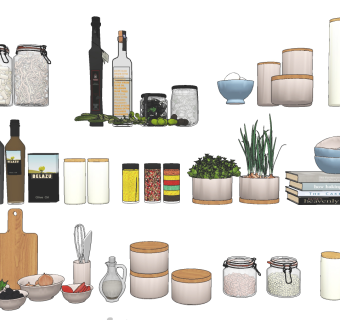 厨房食物储物罐子su草图模型下载