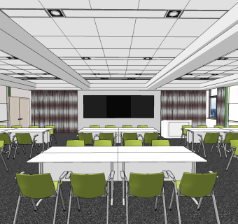 现代多媒体教室su草图模型下载