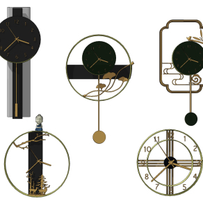 新中式钟表挂钟su草图模型下载