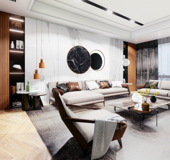 现代客厅，沙发su草图模型下载