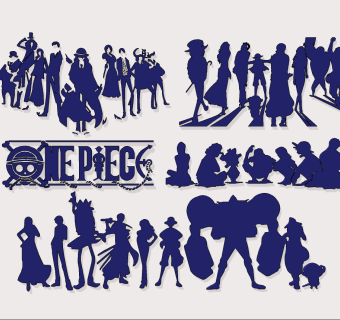 现代海贼王人物剪影墙饰，挂件su草图模型下载