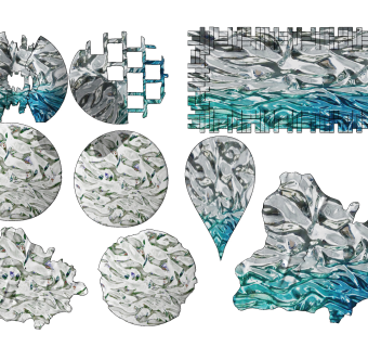 现代曲面金属波浪纹挂件，墙饰su草图模型下载