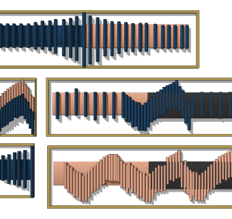 现代立体管柱挂件，墙饰su草图模型下载