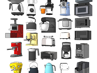 现代<em>厨房</em>电器，<em>厨房用品</em>组合su草图模型下载