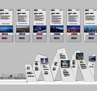 现代展厅文化墙su草图模型下载