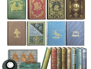 欧式古典精装书籍，词典，书本，摆件su草图模型下载