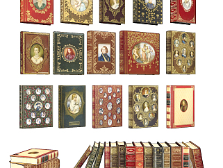 欧式美式古典书籍,杂志su草图模型下载