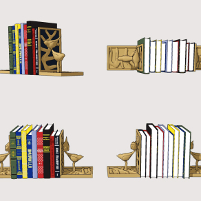 现代小鸟金属书架，书籍装饰摆件su草图模型下载